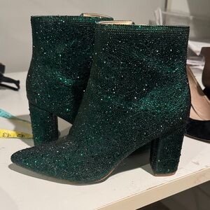 Betsey Johnson Sparkling Green Ankle Boots